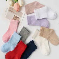 Nouveau bébé garçons filles chaussettes solide respirant enfants chaussettes courtes évider tout-petits enfants coton princesse chaussettes mignonnes pour 0-8 ans 5