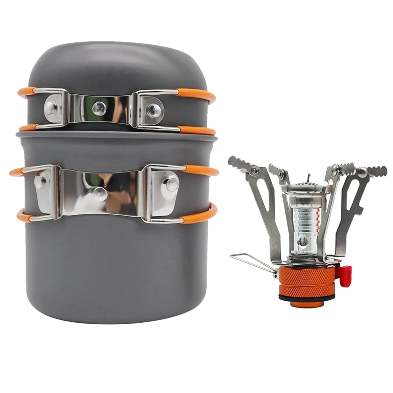 Portable Backpacking Stove,Ultralight Camp Stove with Piezo Ignition