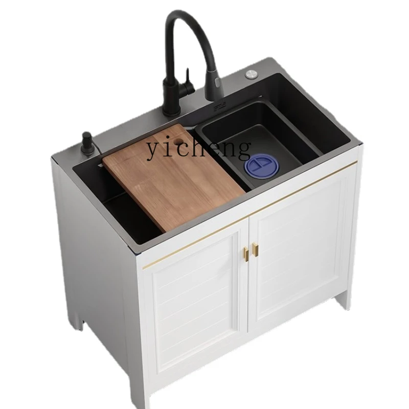 

YY Stainless Steel Sink All-in-One Cabinet Kitchen Large Single Sink Side Row Washing Basin Sink