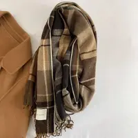 Scarf female winter Korean version of everything with British classic checker thickened students autumn winter male neck warm lo 6