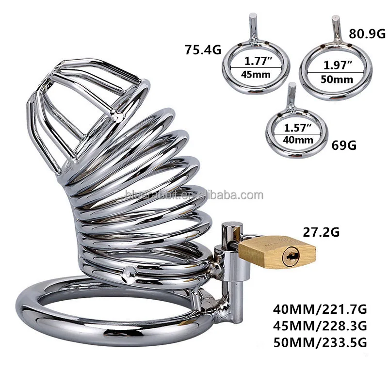 LJ Spiral Cock Cage Full Spectrum Smooth Stainless Steel Metal Lockable Chastity Cage for Men