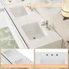 60" LED Floating Bathroom Double Vanity with Sink Combo, Modern High Gloss Wall Mounted Bathroom Storage Cabinet White 5