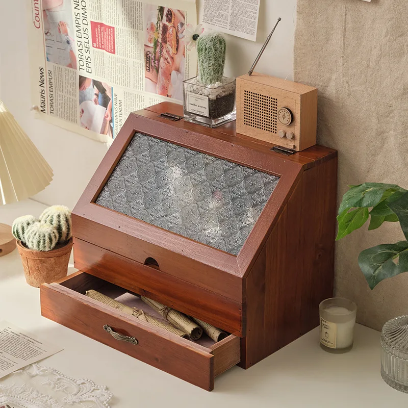 Log Retro Hand Account Storage Wooden Desktop Debris Cosmetics Lotion Finishing Box