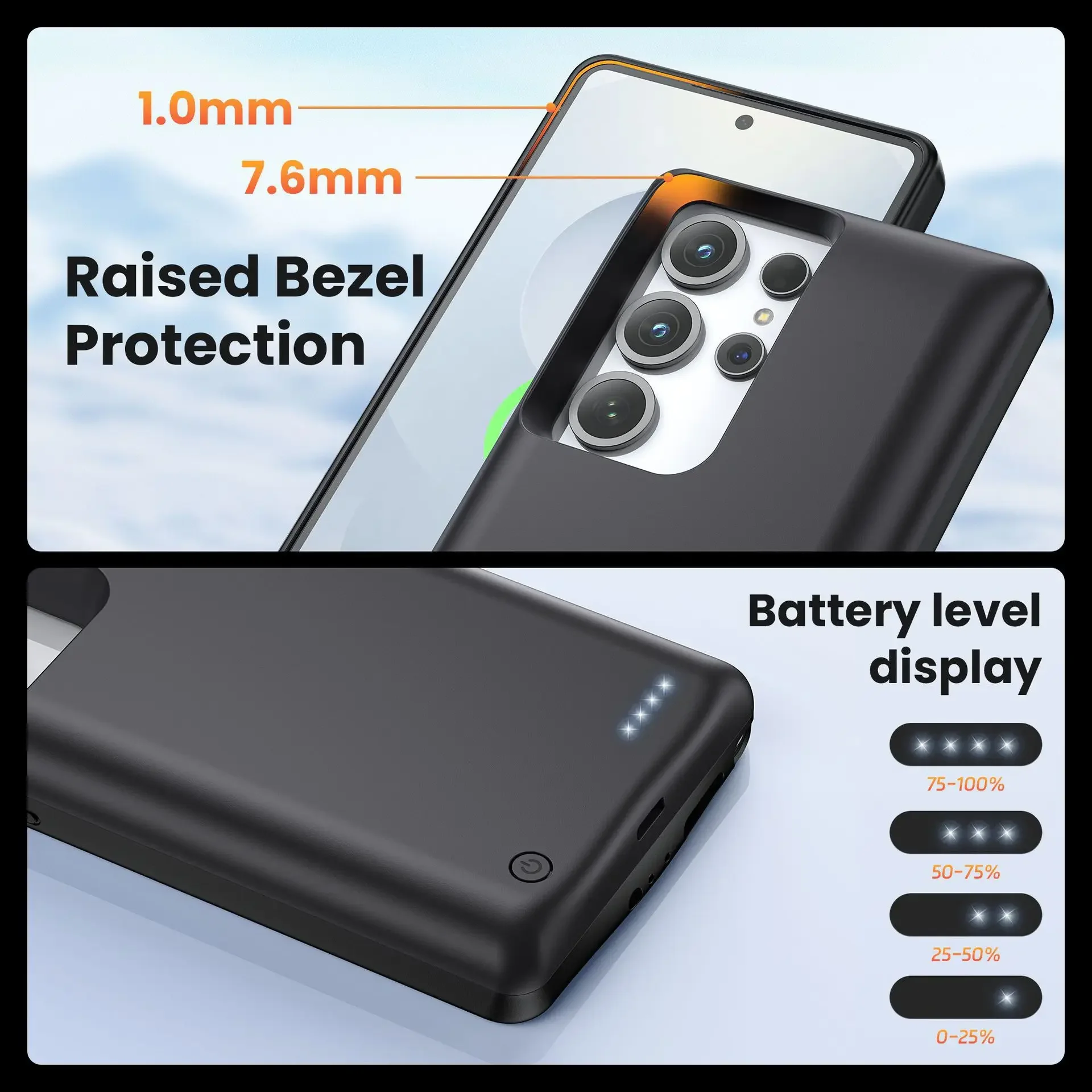 10000mAh Phone Power Bank for Samsung S25 Ultra S24 S23 Plus S22 Ultra Portable Extended Battery Pack Charging Cover PowerBank 5