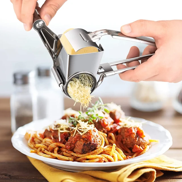 Stainless Steel Cheese Grater Hand Held Rotary Shredder Cutter Slicer Tools