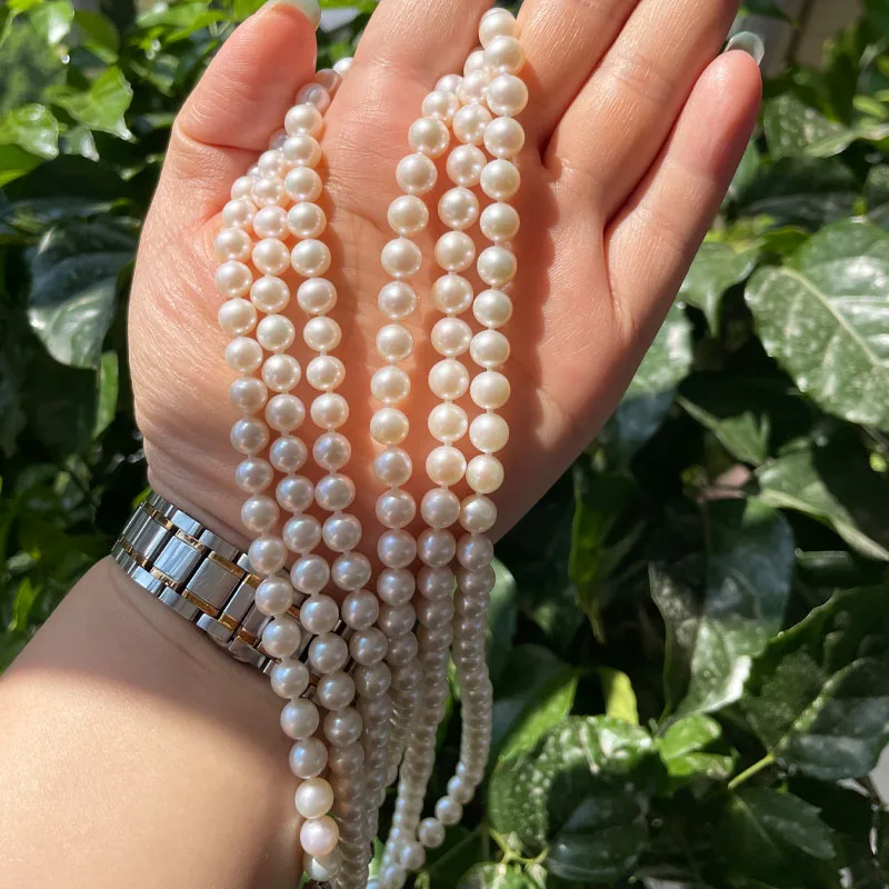 천연 담수 트렌디 진주 목걸이, 담수 라운드 진주 초커 쥬얼리, 여성 선물, 39-40cm, 1A-4A 등급 