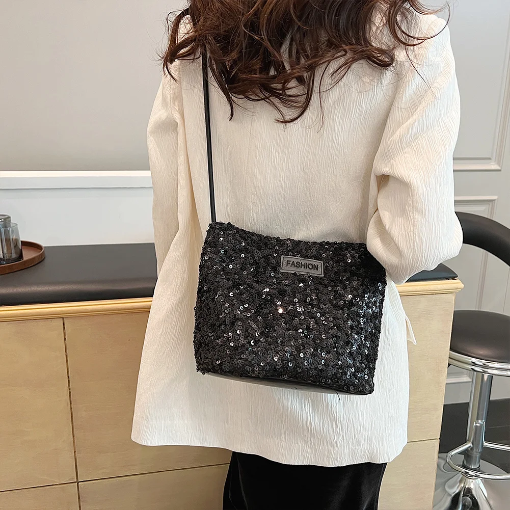 Sequins Evening Bag for Women Shinny Crossbody Bags PU Leather Sparkling Shoulder Bag Ladies Evening Clutch Tote Handbags Purses
