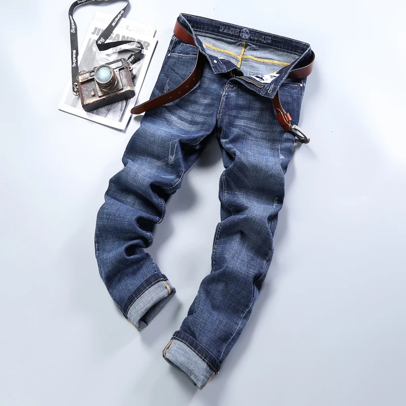 

Men'S Jeans Denim Pants Brand Straight Trousers For Men Boyfriend Daily Pantalones Hombre Casual Jean Homme Soft Biker Overalls