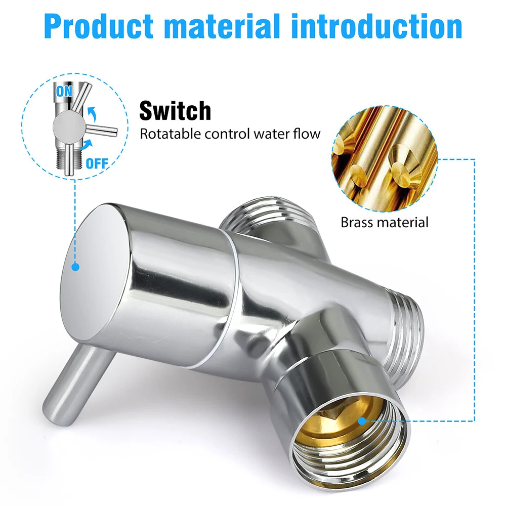 Universal 3-Way Shower Diverter Valve G1/2" 7/8" 3/8" Switch Faucet Adapter Water Mixer Connector Splitter Bathroom Accessories