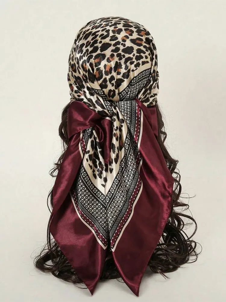 New Spring and Summer Design leopard 90cm Women Scarf Sunscreen Foulard Shawl Hijab Female Hair Hijab Wraps Neckerchief Bandanda