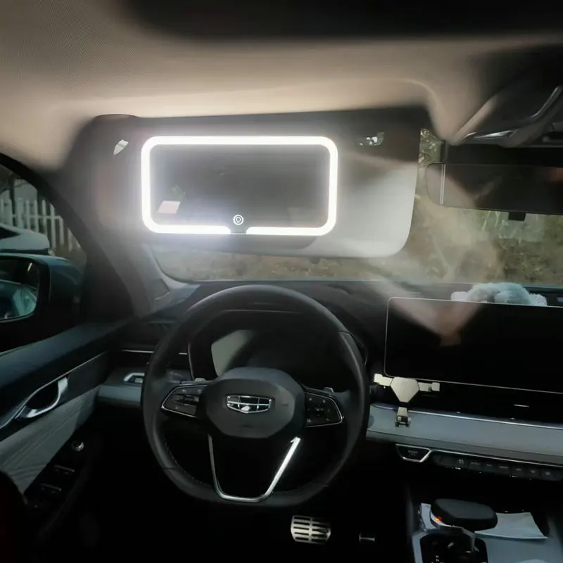 Makeup Mirror Car Sun Visor Touch Screen Adjustable Brightness 3-Color Switchable Charging Vanity