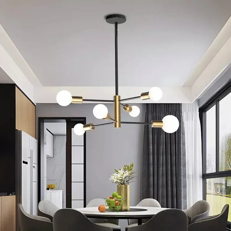LED Chandelier Ceiling Chandelier Modern Nordic Sputnik Black Gold LED Lamp 4/6/8Light Home Lighting Indoor Fixtures Pendant Ceiling Not Included Bulbs