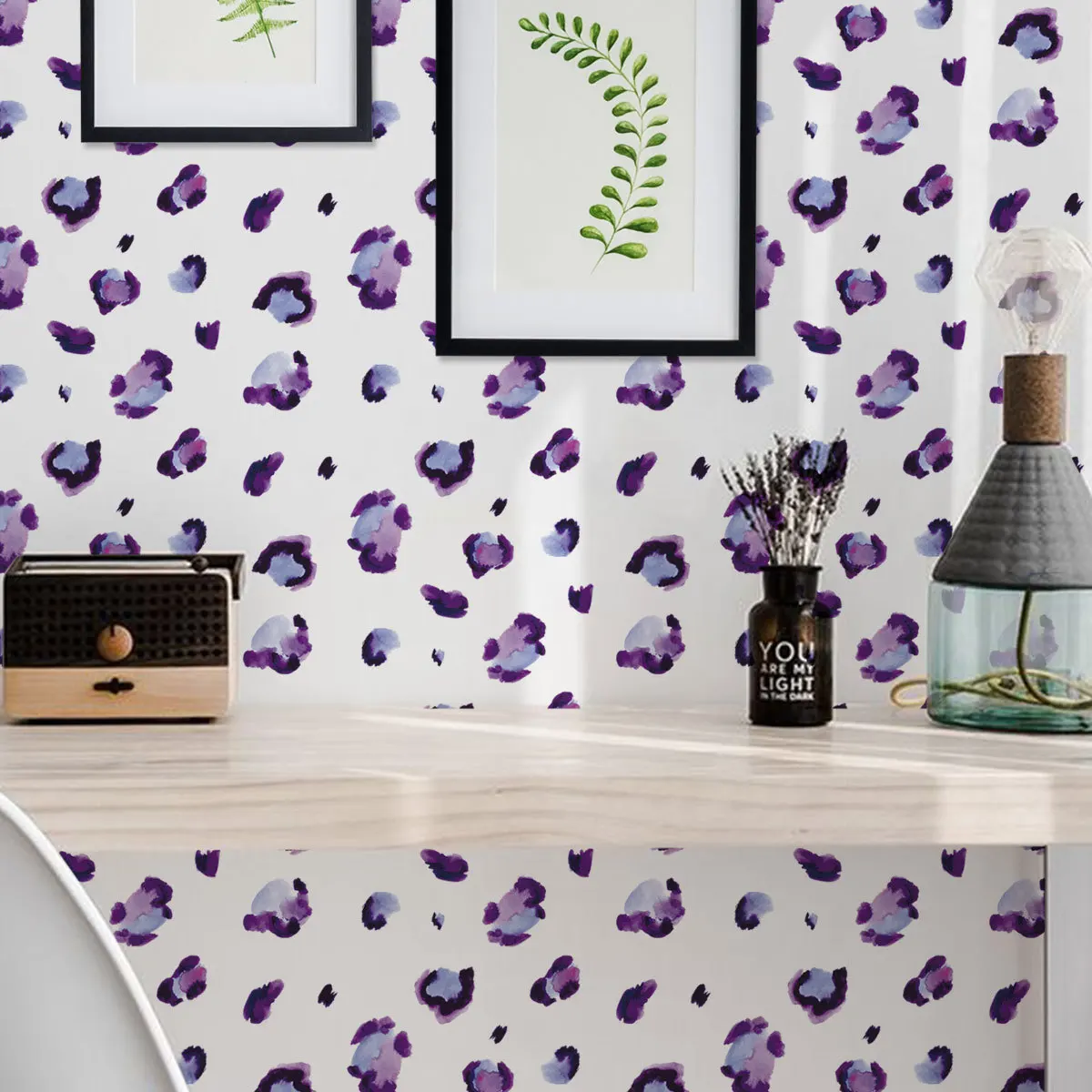 New Purple Leopard Wall Sticker - 20x30cm Removable PVC Decal for Living Room & Bedroom Background Wall