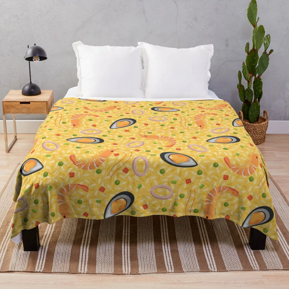 

Spanish Seafood Paella Throw Blanket Plaid Beautiful Blankets