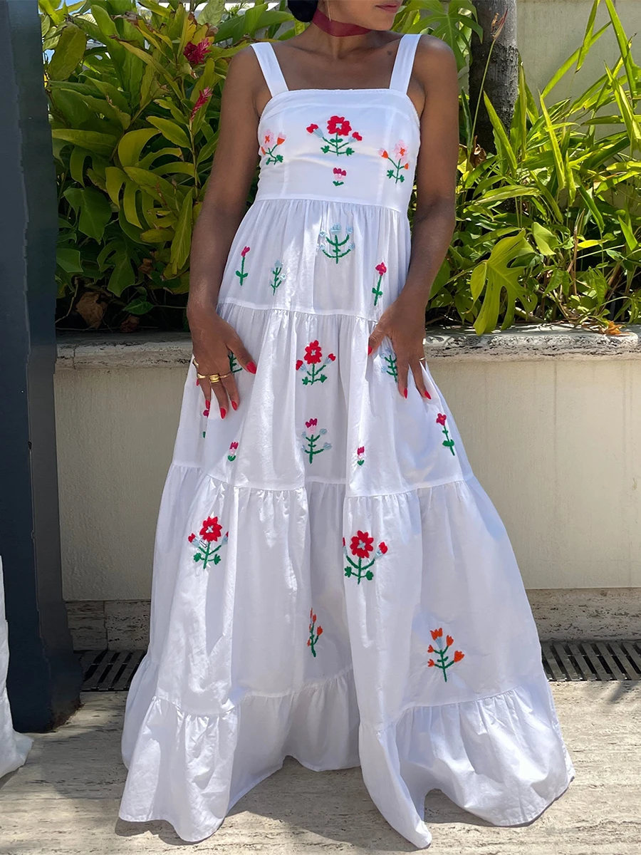 

Женское платье-макси на бретельках, с квадратным вырезом, без рукавов