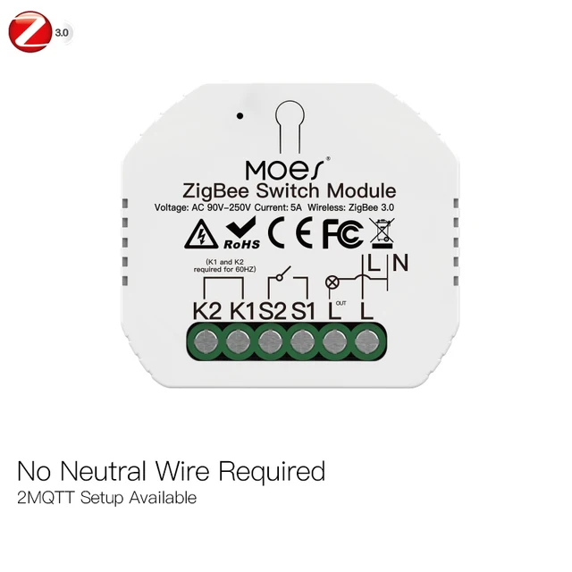 Moes Smart ZigBee WiFi Switch Module Dimmer Curtain Switch Smart Life App Remote Control Alexa Google Home Voice Control Single Fire Switch
