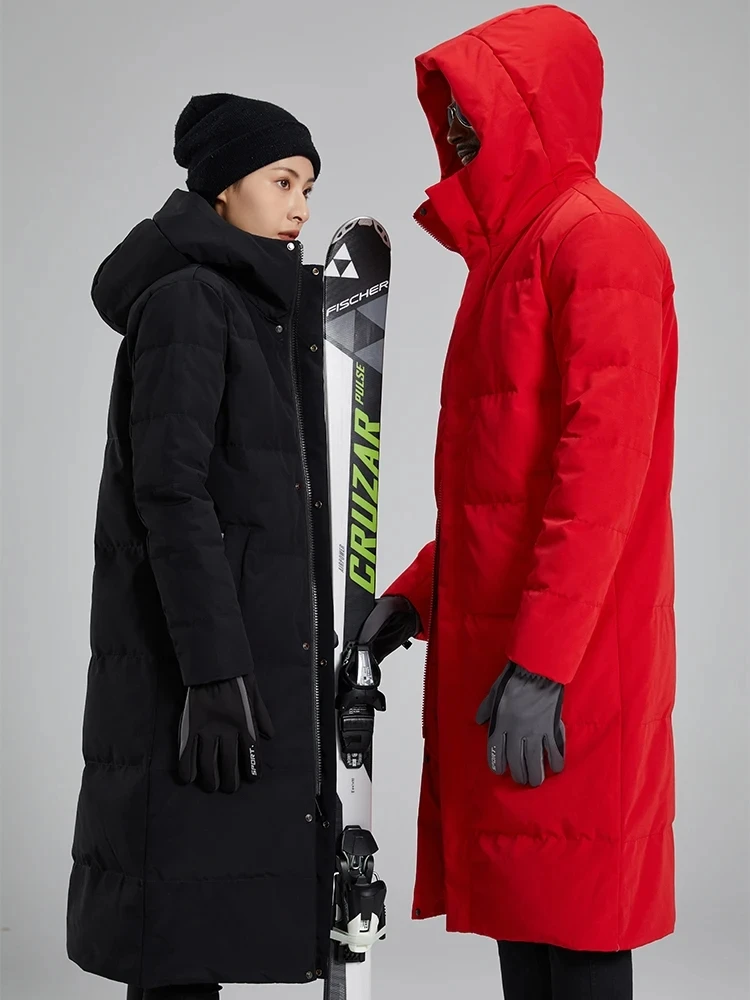 

2023 New X-Long Winter Warm Down Jacket Men Unisex Style 80% White Duck Down Padded Hooded Windbreaker Thermal Down Wadded Coats