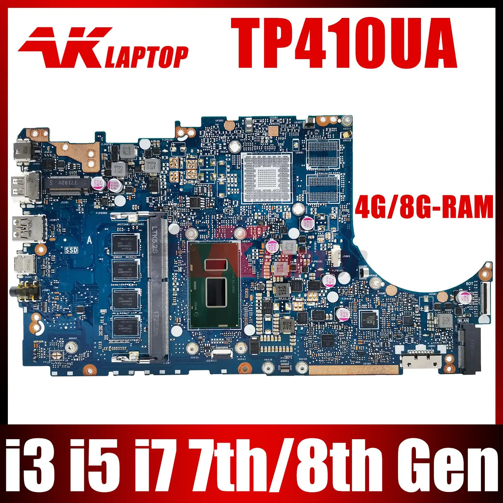 

TP410UA Материнская плата ASUS TP410UR TP410UQ TP410UF TP410U TP410U, топовая материнская плата, Процессор I3 I5 I7 7-го 8-го поколения, 4 ГБ, 8 ГБ ОЗУ, DDR3