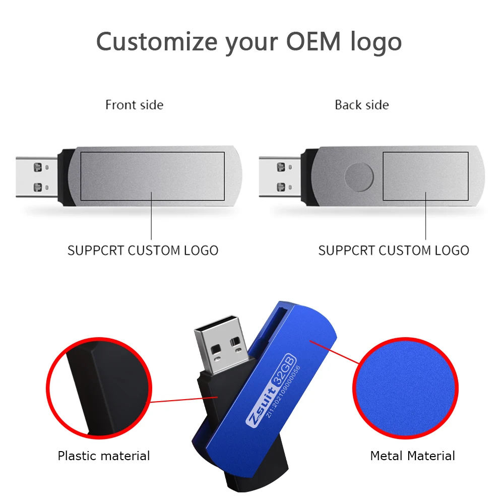 Z-suite 10PCS USB 2.0 High Speed Pen Drives 128GB Flash Memory Stick for Computer USB Metal Mini PenDrive 32GB Free Logo U Disk