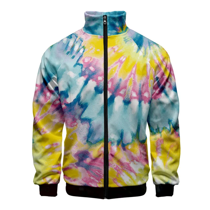 Chaqueta con estampado 3D de espiral de colores a la moda para hombre, estilo hip hop, de gran tamaño, con cremallera y personalidad, para niños y mujeres