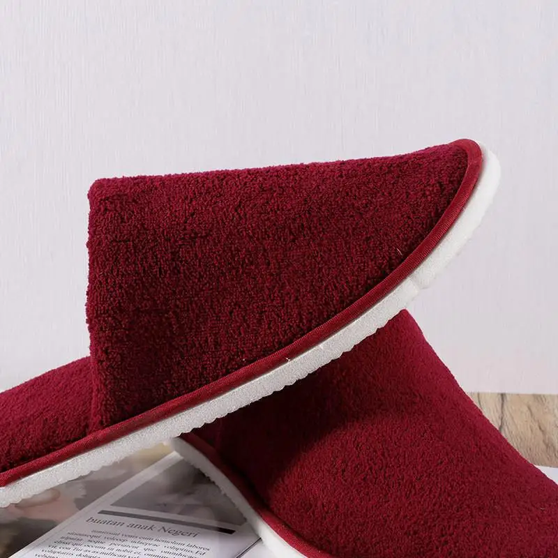 2/1 Pairs Coral Fleece Warm Slippers Hotel Travel Spa Half Pack Fluffy Slippers Winter Home Slipper For Men Women Guest Slippers 4