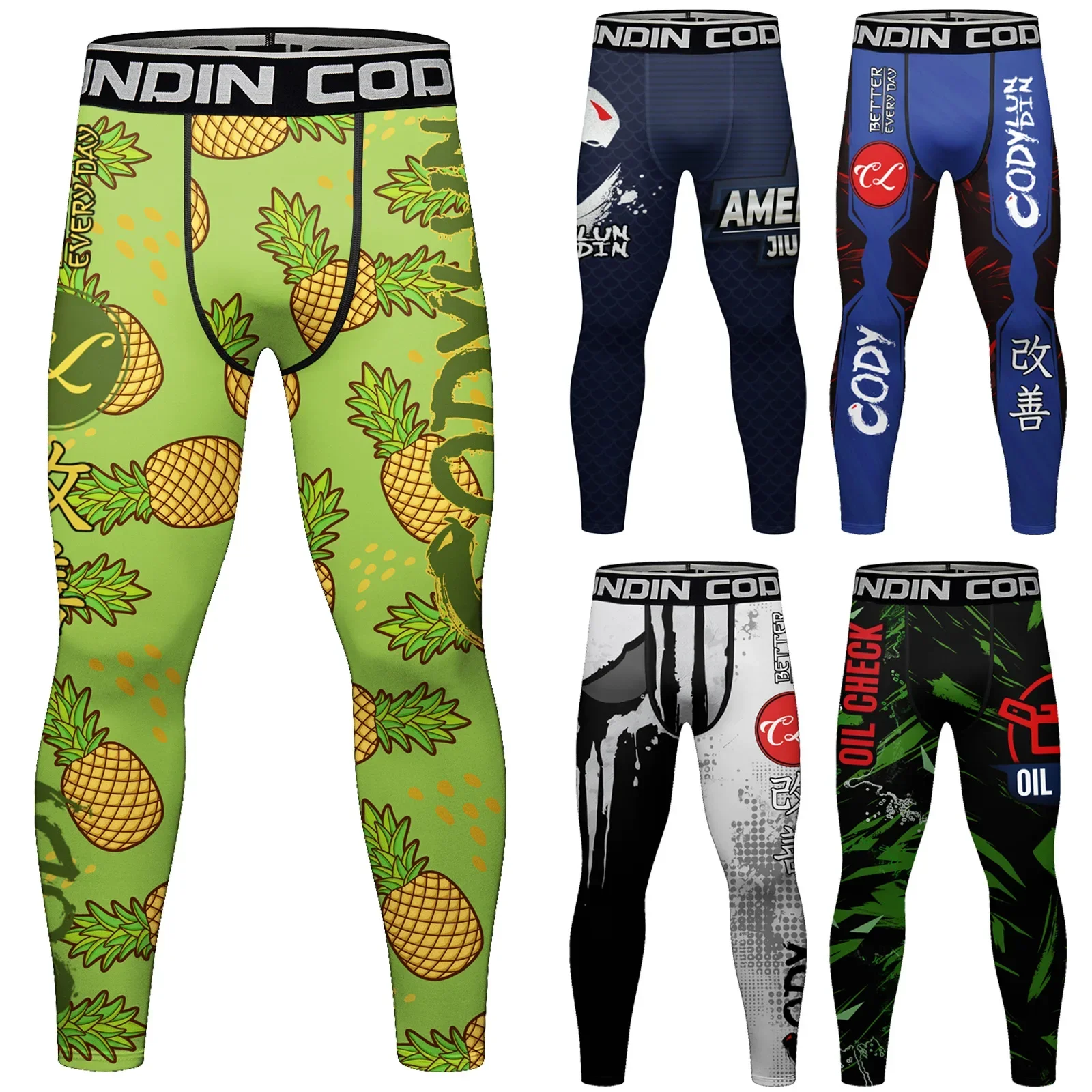 Men's Compression Basketball Leggings Sport Gym Running Tights Quick Dry Fit MMA Pants Jogging Fitness Workout Training Trousers