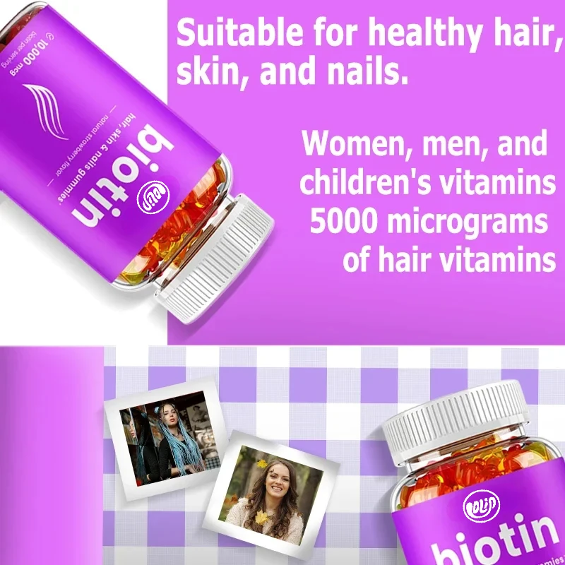 Biotin Gummies 10,000 Mcg-Promotes Hair Growth, Skin and Nail Health, Promotes Hair Growth
