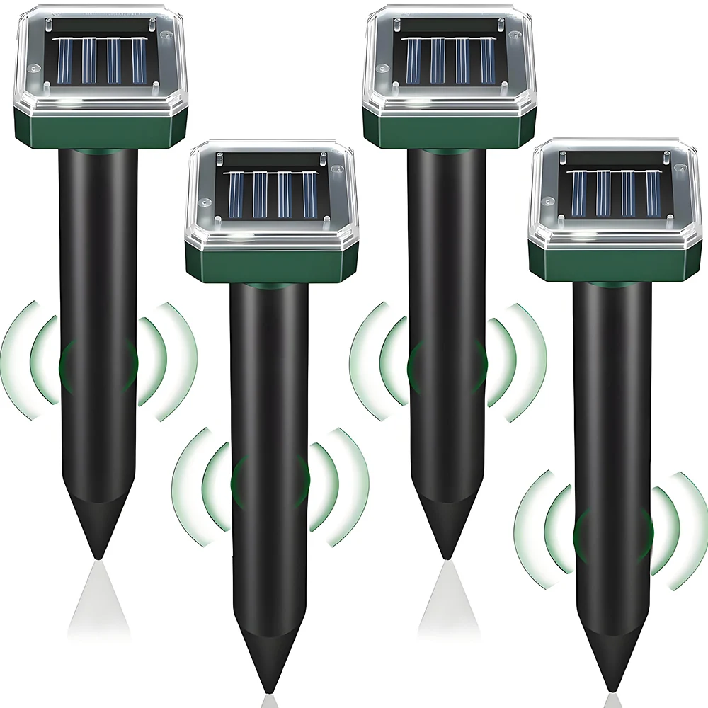 MoleRepellentSolarPowered2/4Pcs,SnakeVoleRepellentOutdoor,UltrasonicPestDeterrentforMolesVolesGophersChipmunks