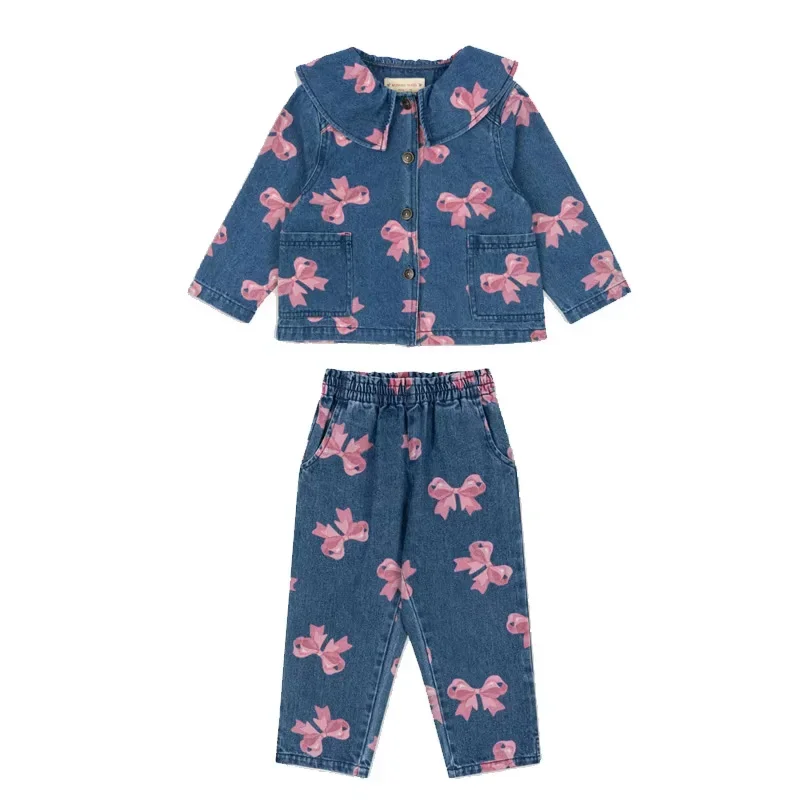 2025 New Denim Kids Set – Bow Print Baby Girl Dress & Denim Jacket 6