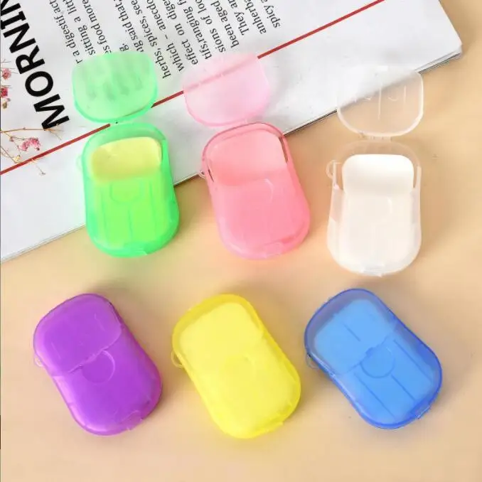 

20 box travel portable disposable boxed soap Paper Make Foaming Scented Bath Washing Hands Mini Paper Soap Random Color