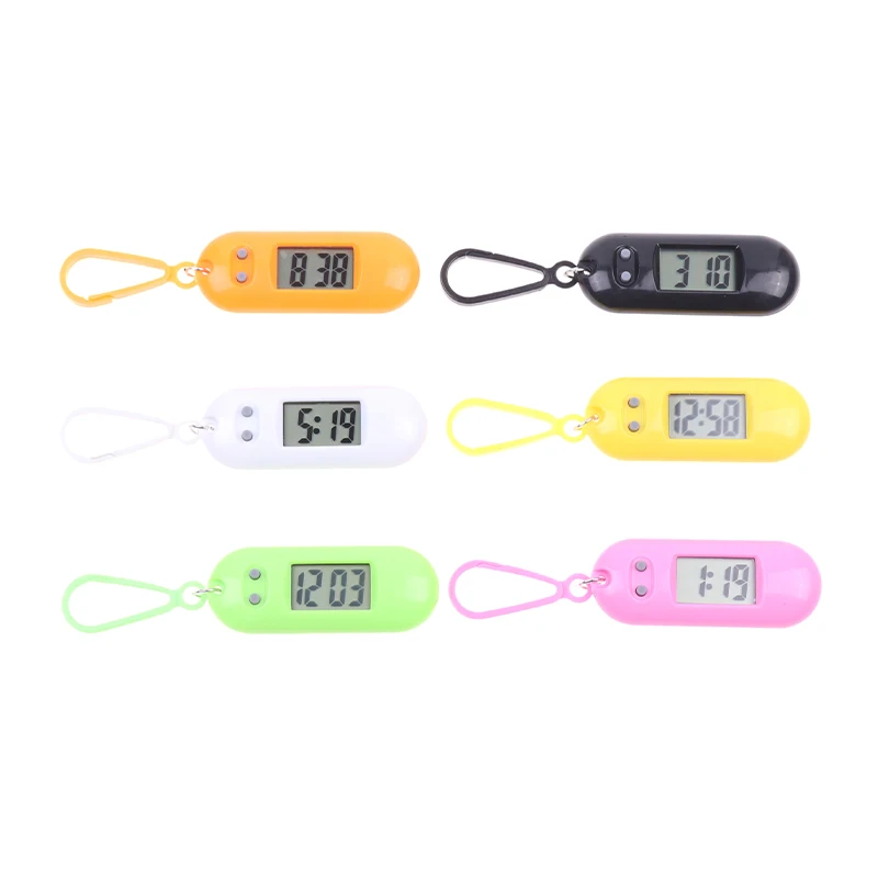 Mini Electronic Student Oval Digital Watch Unisex Student Electronic Clock Keychain Table Time Display Clock Hanging