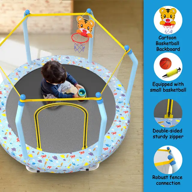 Trampoline for Toddlers Indoor Outdoor with Basketball Hoop Total Protection Safety Approved