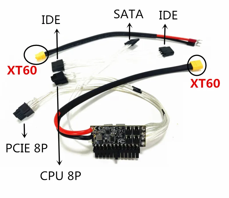 entrada 12V, DC-ATX Peak PSU, Mini ITX, Switch Mining, 24Pin
