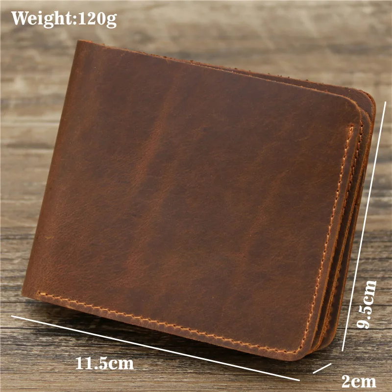 2024 Minimalist Genuine Leather Men Wallet with Coin Pocket Man Credit Card Holder Trifold Short Wallet Handmade Money Bag Purse