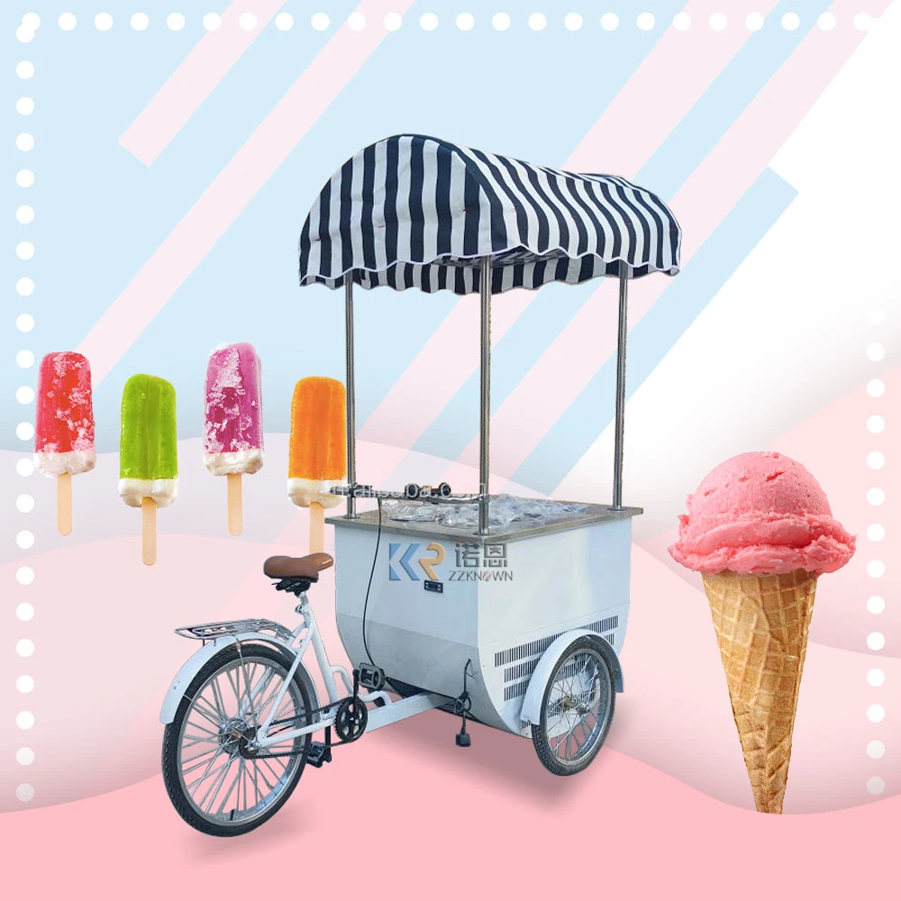 Vendita Calda Triciclo Gelato Carrello Mobile Ghiaccioli Carrelli Triciclo Gelato Bici Carrello Colore Frigorifero Carrello Trike Cibo Carrello
