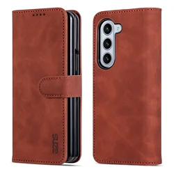 Premium EUCAGR Magnetic Flip Wallet Stand PU Leather Case Holder Cover - Z Fold 7 (Brown)