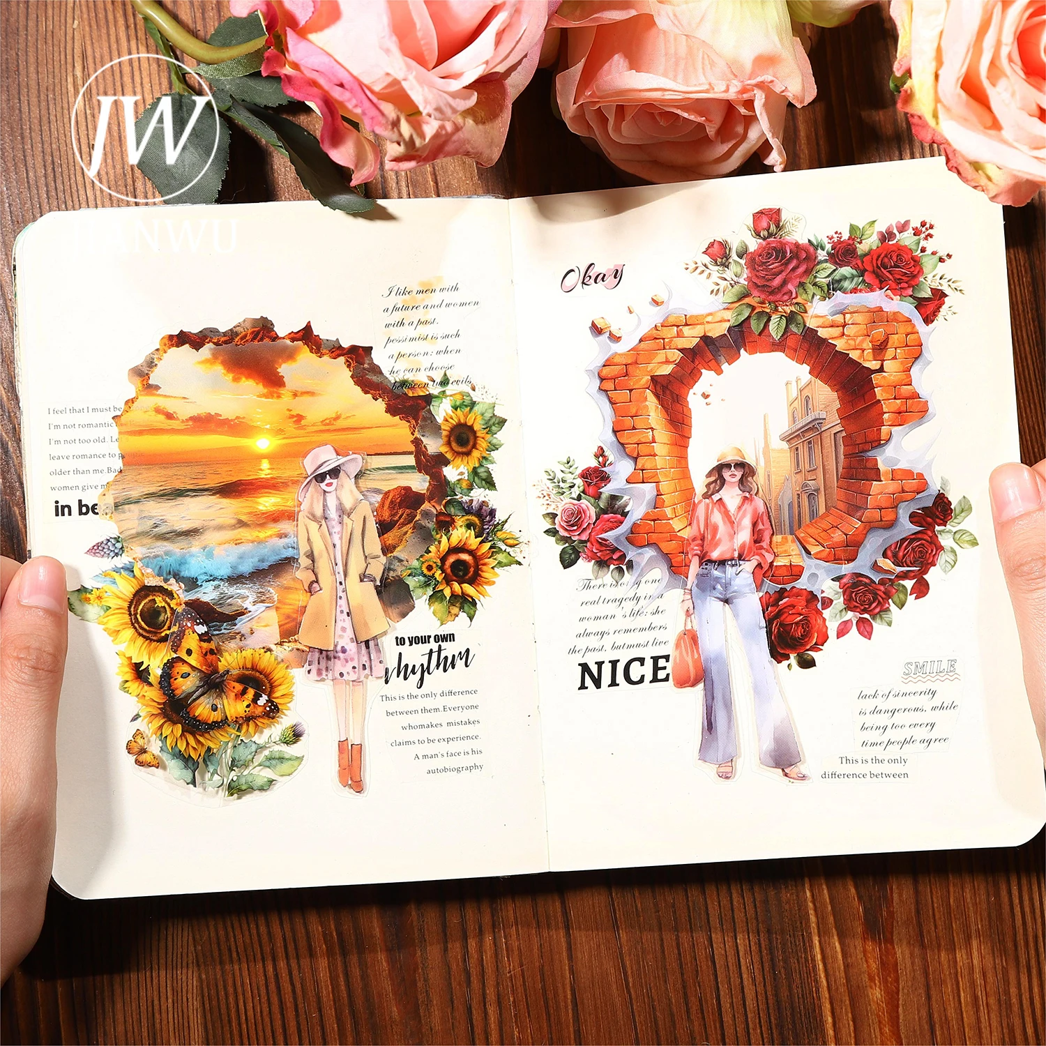 JIANWU Broken Wall Illusion Series Vintage Wall Hole Material