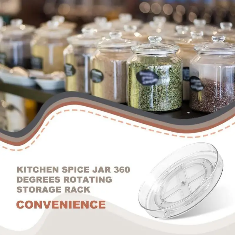 Rotating Fridge Organizer Holder Acrylic Cabinet Spice Rack Rotating Spice Rack Spinning Organizer Rotating Turntable Organizer 4