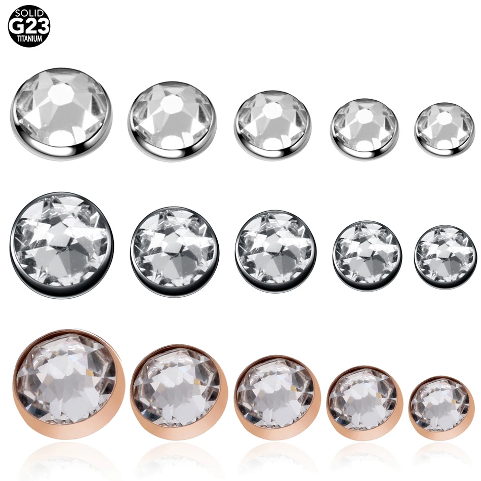 10Pcs G23 Titanium Micro Dermal Anchor Piercing Surface Filettato Internamente Dermal Top Skin Diver Piercing Gioielli Per Il Corpo 14G