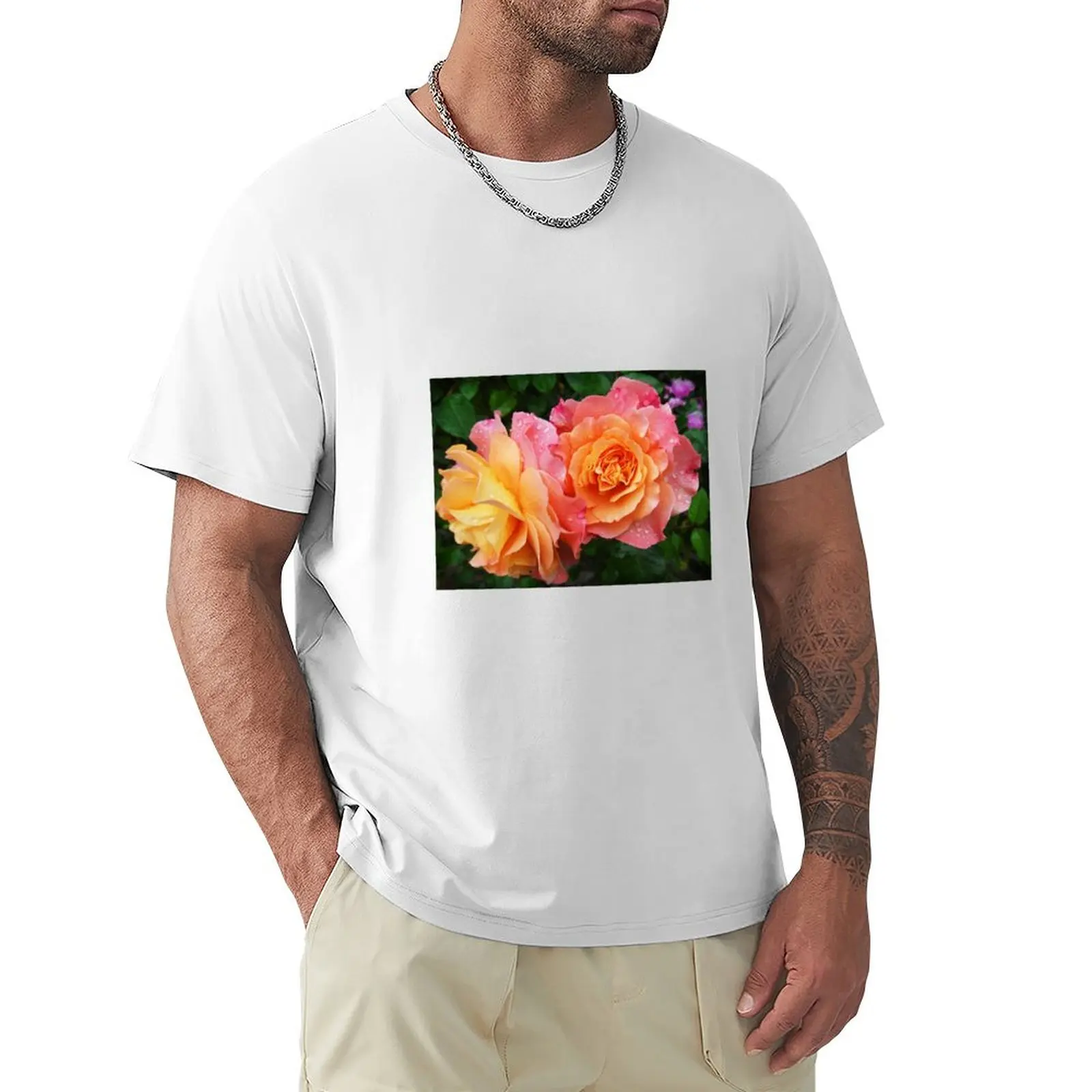 

Rose nature flowers spring rose wallpaper T-shirt new edition vintage aesthetic clothes mens workout shirts