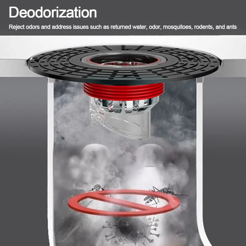 With Grid Grate Cover Shower Floor Drain Core Backflow Preventer Insect Proof Sink Strainer Dectable Anti Blocking Drain Filter