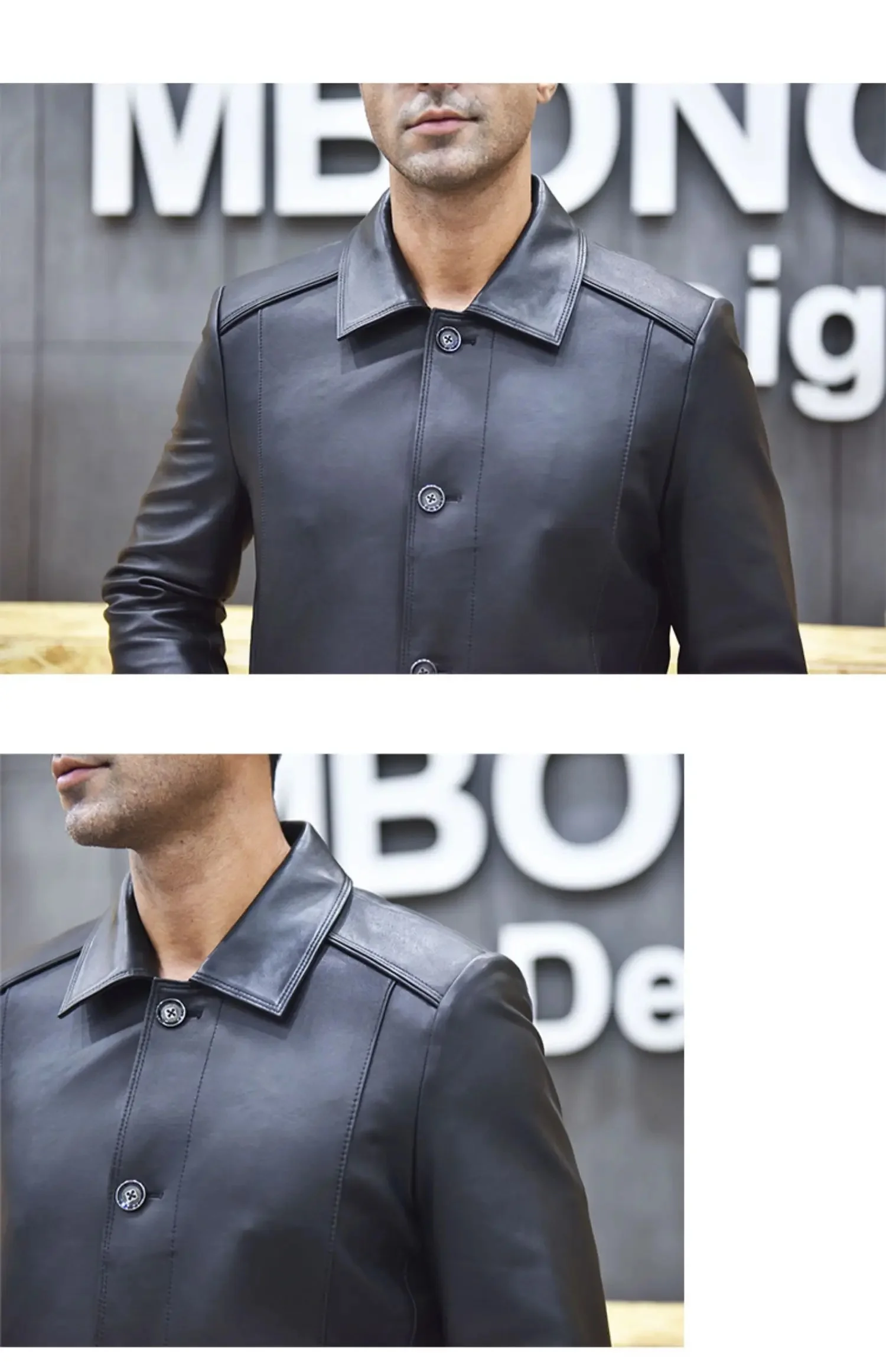Description Picture 4 of itemSoft Pure Sheepskin Coat Men's Genuine Leather Jacket Medium Slim Casual Natural Clothing Male Lapel Business Jackets