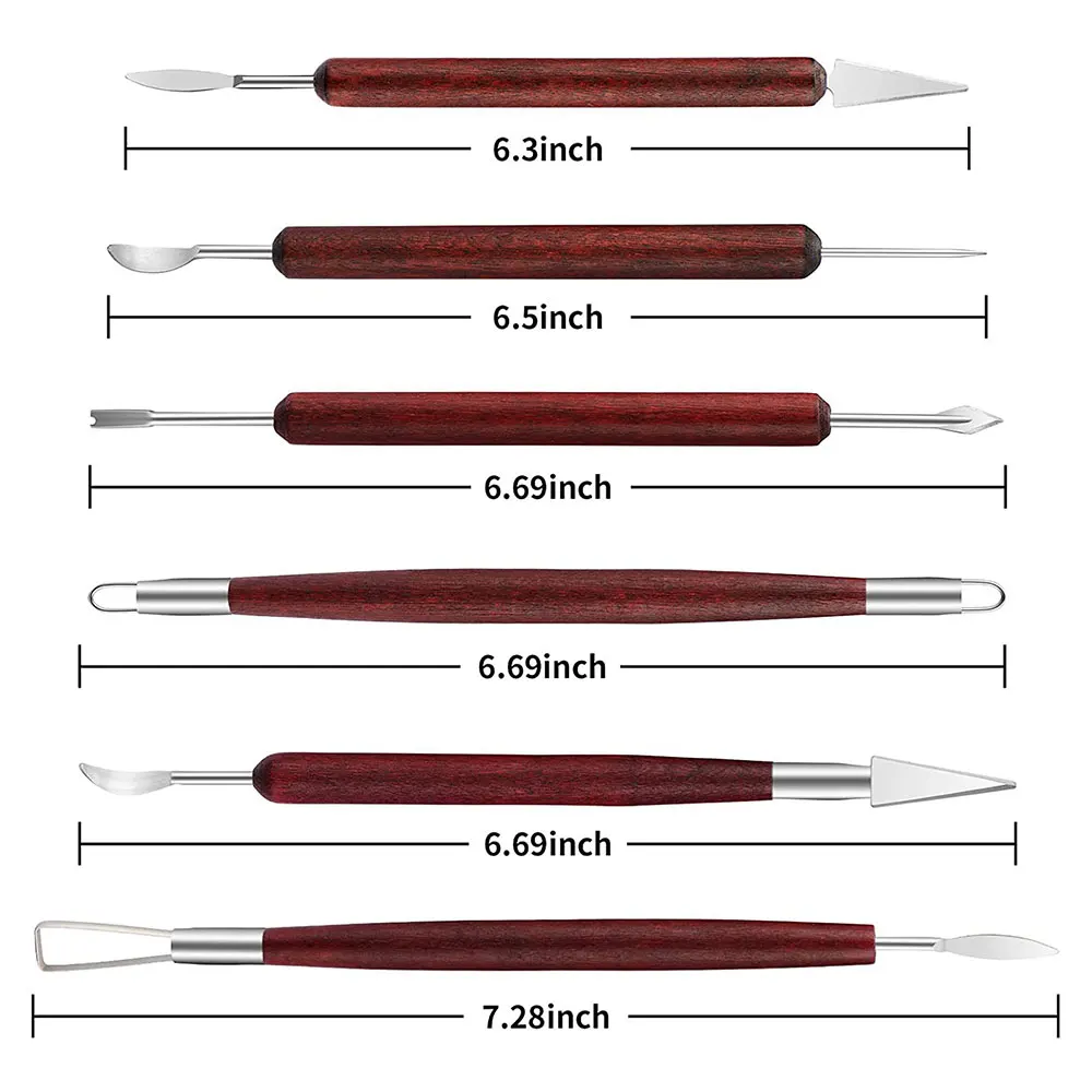 6PCS Sculpting Tool Pottery Tools Wood Handle Pottery Set Wax Carving Sculpt Smoothing Polymer Shapers Clay Ceramic Tools polymer clay tools,pottery tools,clay sculpting tools,pottery sculpting tools,clay craft tool