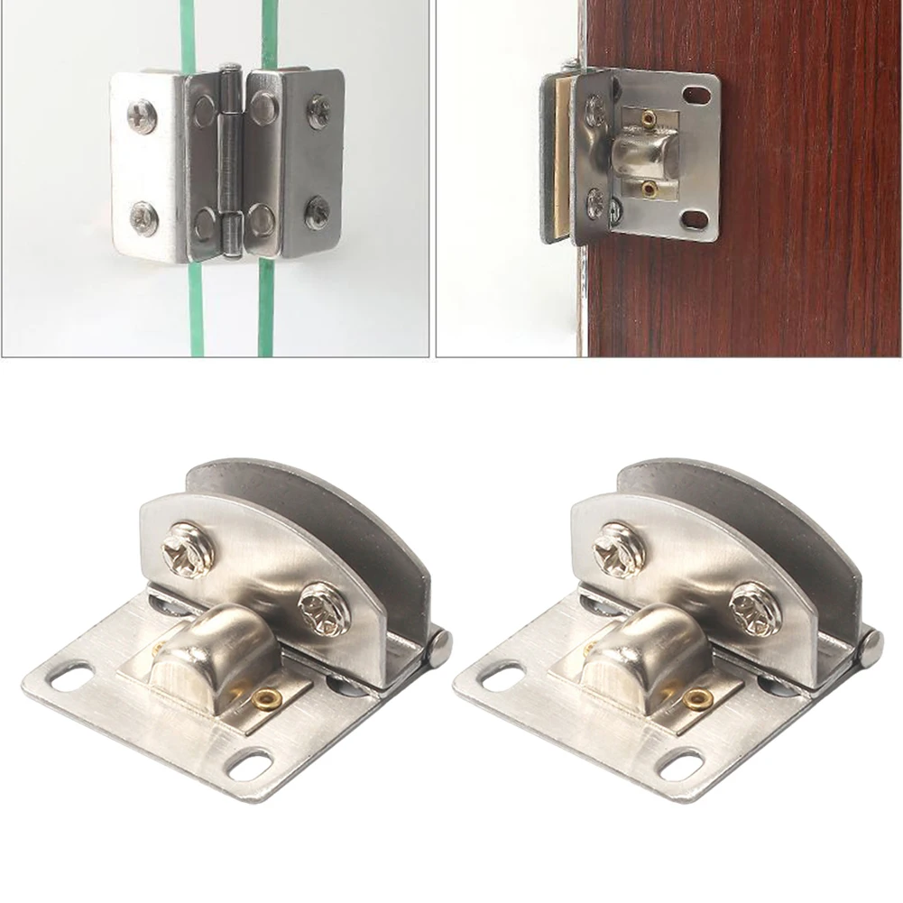 

2PCS Glass Door Hinge Clamps Wine Cabinet Cupboard Gate Clips Door Fixed Hinge Connector Furniture Hardware Punch-free Hinge