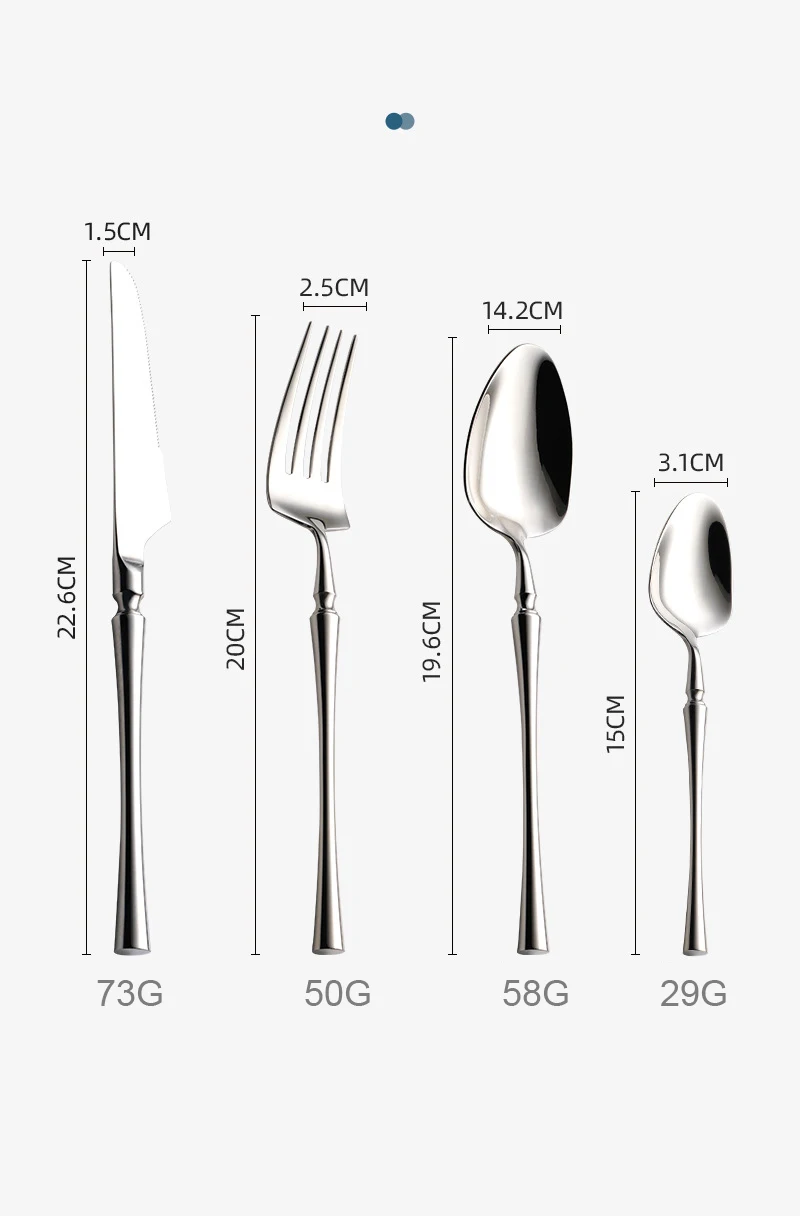 Description Picture 3 of itemTableware Sets Stainless Steel Cutlery Set 24 Pcs Silverware Dinnerware Set Forks Knives Spoons Tea Spoons Dishwasher Safe