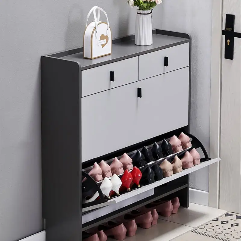 

Nordic Indoor Shoe Racks Cabinet Assembled European Wooden Ultra Thin Shoe Cabinet Women Storage Mueble Zapatero Home Furnitures