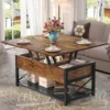 43" Lift Top Coffee Table, 3 in 1 Multi-Function Coffee Table with Storage for Living Room, Small Coffee Table , Rustic Brown. 1