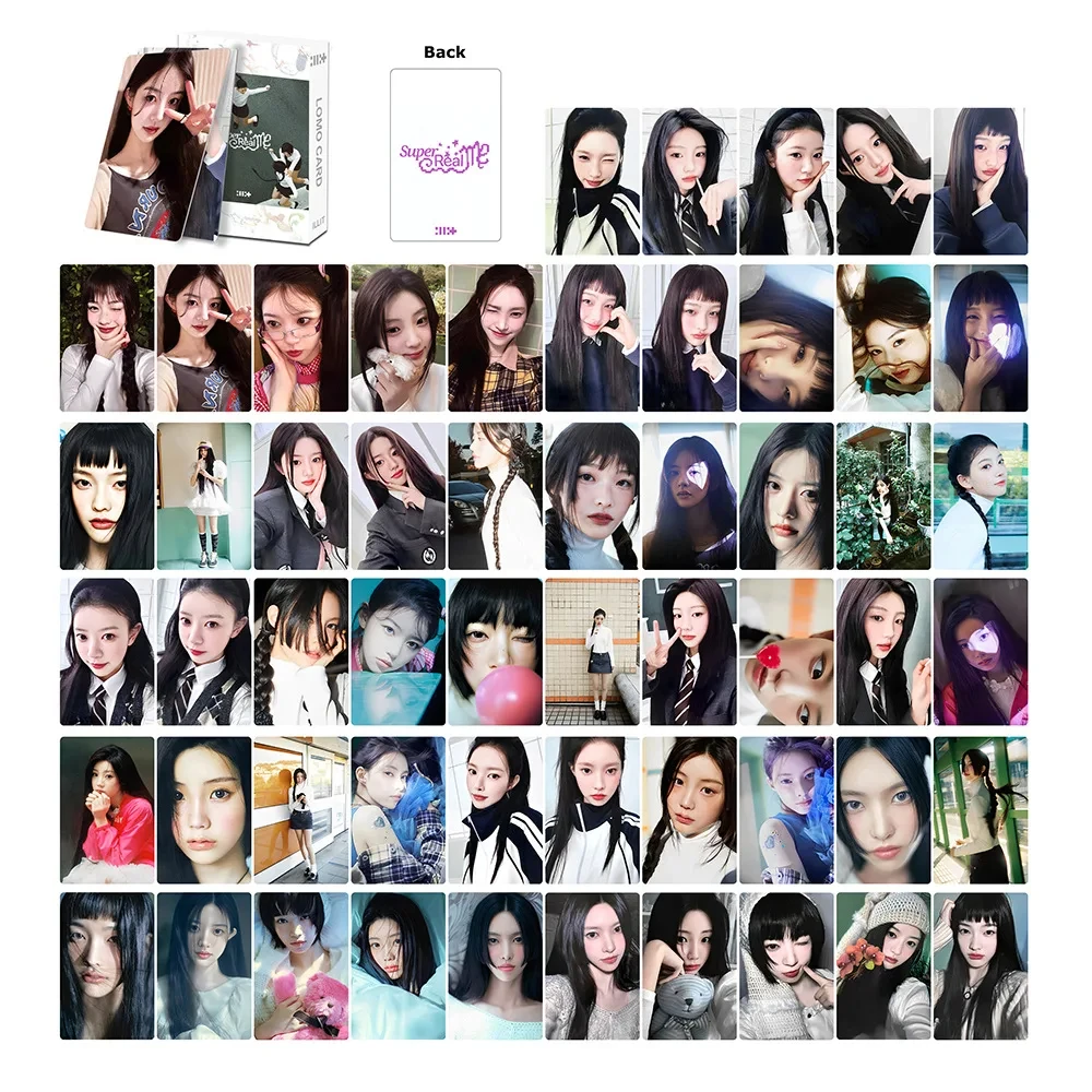

55 шт./компл. Kpop ILLIT Girl Group Lomo Cards новый альбом супер реальные мне фотокарты HD карта Плакат Наклейка YUNAH MINJU Поклонники подарки