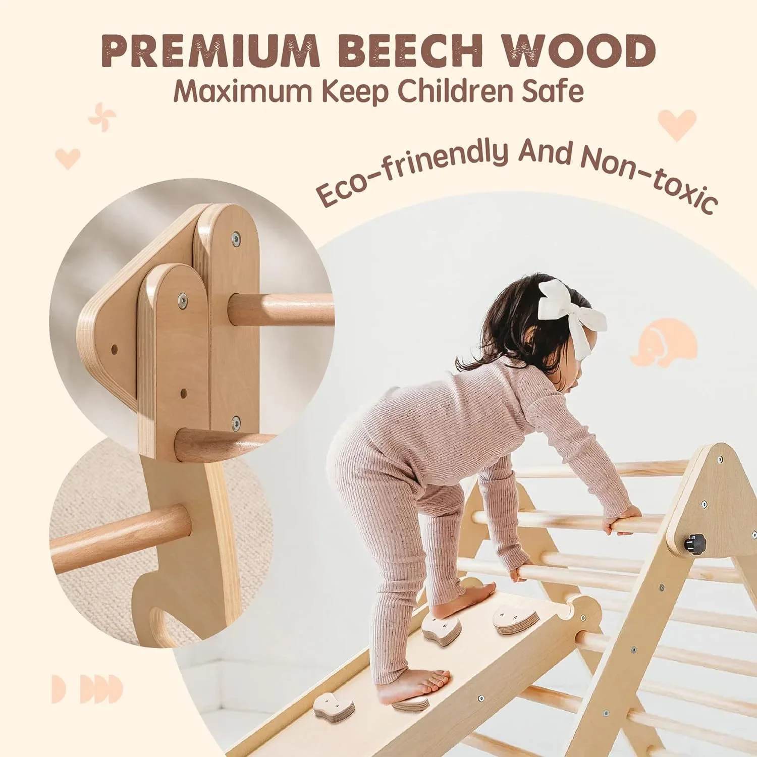 Hot Sale Classic Montessori Climbing Frame Kids' Wooden Indoor Ladder Wall Gym Set Lacquer Technique Children's Climbing