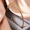 New Minimalist Embossed Open Stainless Steel Bangle Bracelet, Women's Wedding Jewelry Accessories, Festive Birthday Party Gifts 5